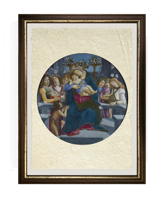 La Madonna con il Bambino e  due  angeli  - Sandro Botticelli su carta Amalfi