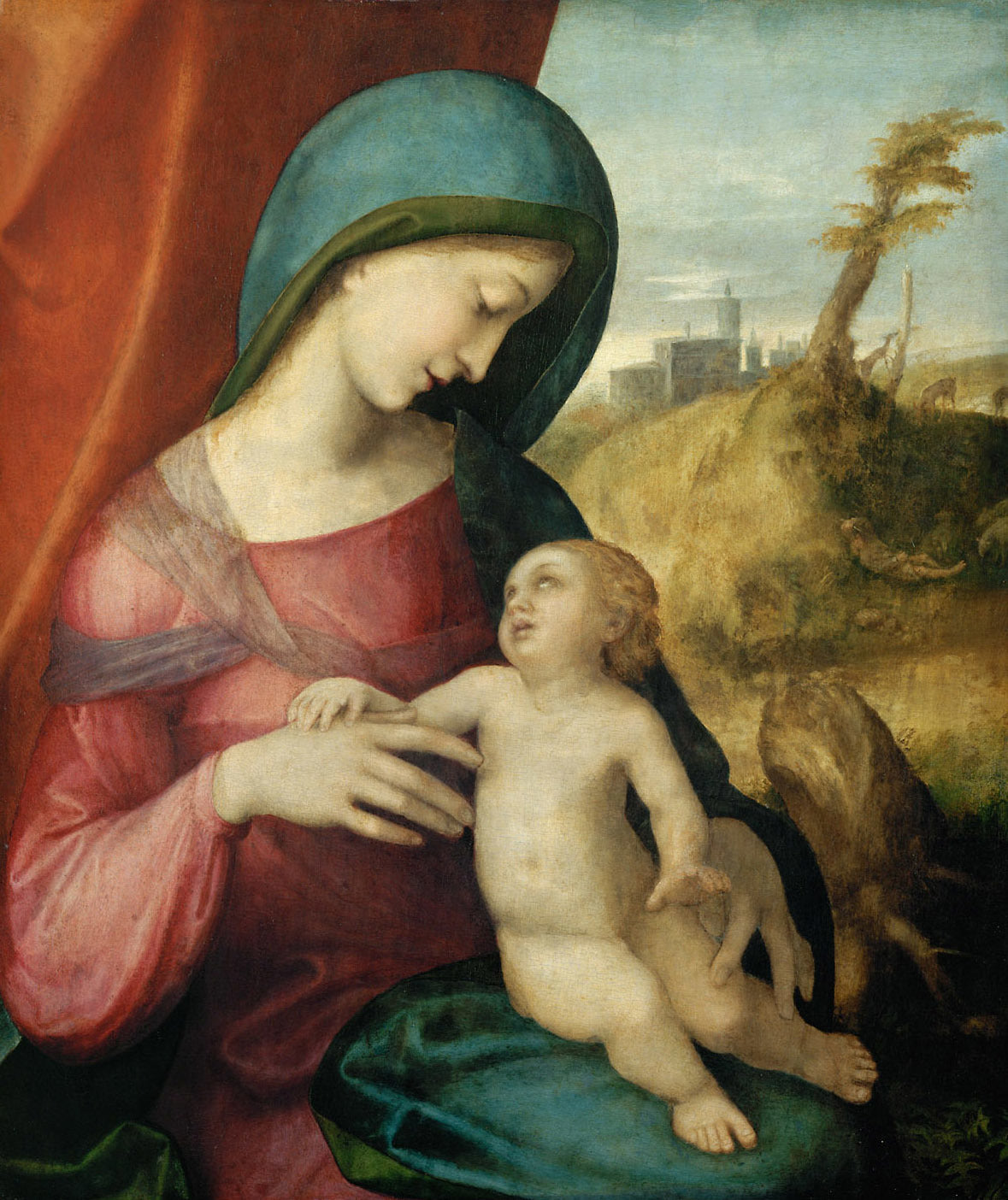 Madonna col Bambino - Correggio - Antonio Allegri su pregiata carta Amalfi