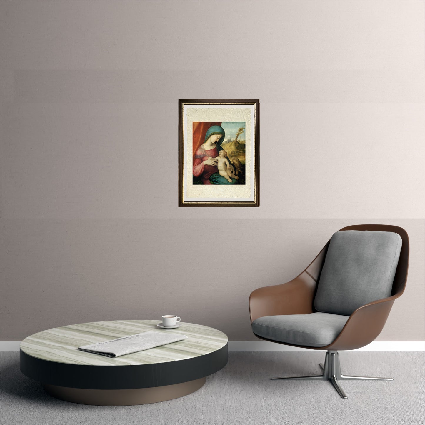 Madonna col Bambino - Correggio - Antonio Allegri su pregiata carta Amalfi