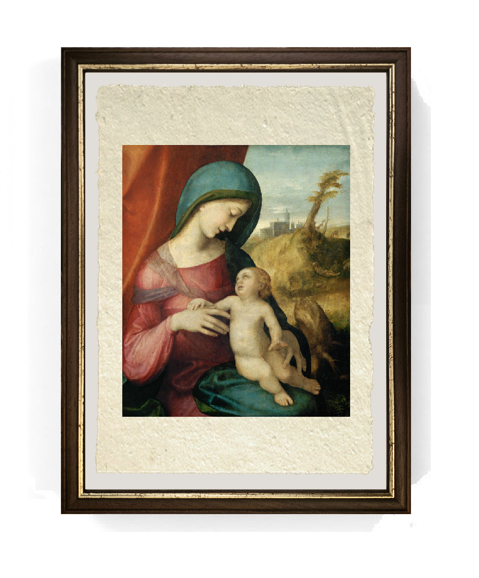 Madonna col Bambino - Correggio - Antonio Allegri su pregiata carta Amalfi