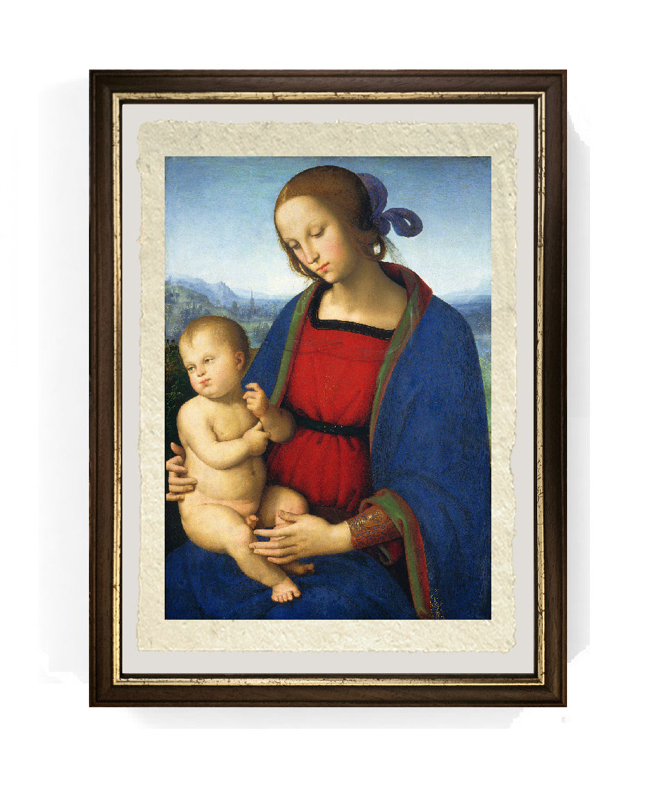 Madonna col Bambino - Perugino - Pietro Vannucci su pregiata carta Amalfi