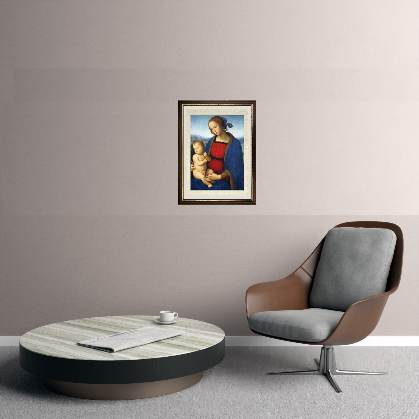 Madonna col Bambino - Perugino - Pietro Vannucci su pregiata carta Amalfi