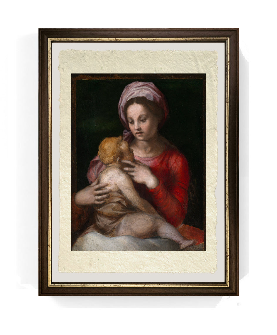 Madonna col Bambino - Andrea del Sarto su pregiata carta Amalfi