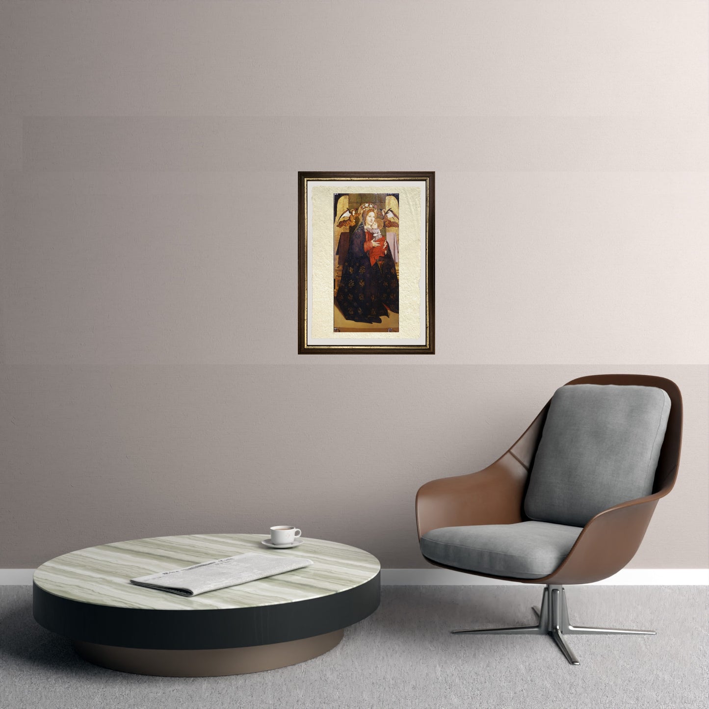 Madonna col Bambino e angeli reggicorona - Antonello da Messina su pregiata carta Amalfi