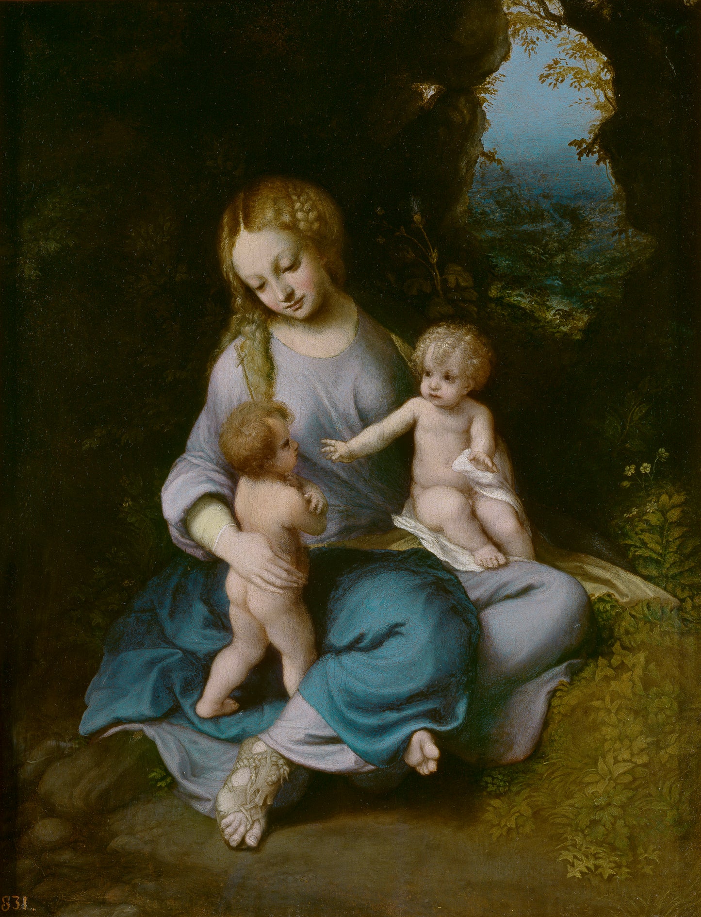 Madonna col Bambino e san Giovannino - Correggio - Antonio Allegri su pregiata carta Amalfi