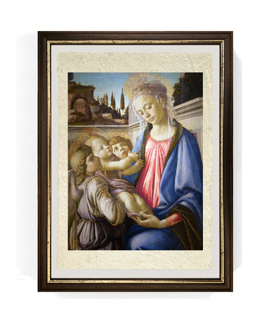 La Madonna con il Bambino e due angeli  - Sandro Botticelli su carta Amalfi
