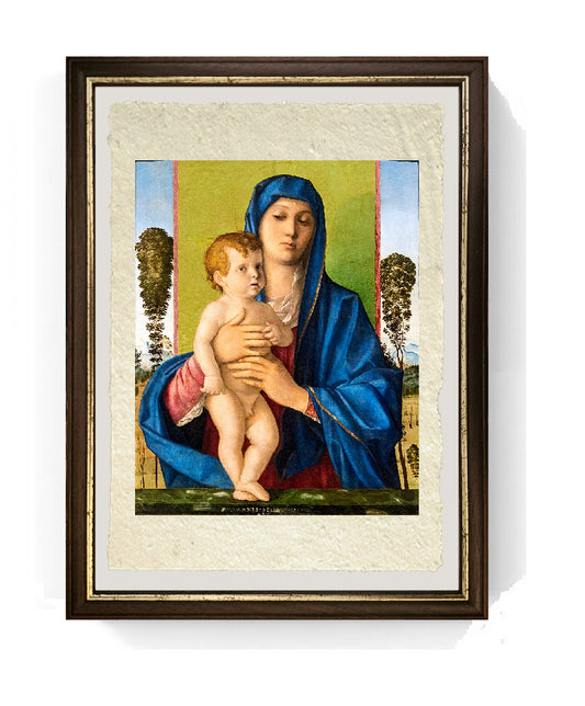 Madonna degli alberetti - Giovanni Bellini su pregiata carta Amalfi