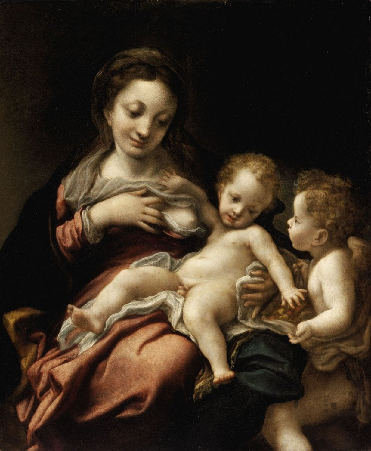 Madonna del latte e un angelo - Correggio - Antonio Allegri su pregiata carta Amalfi