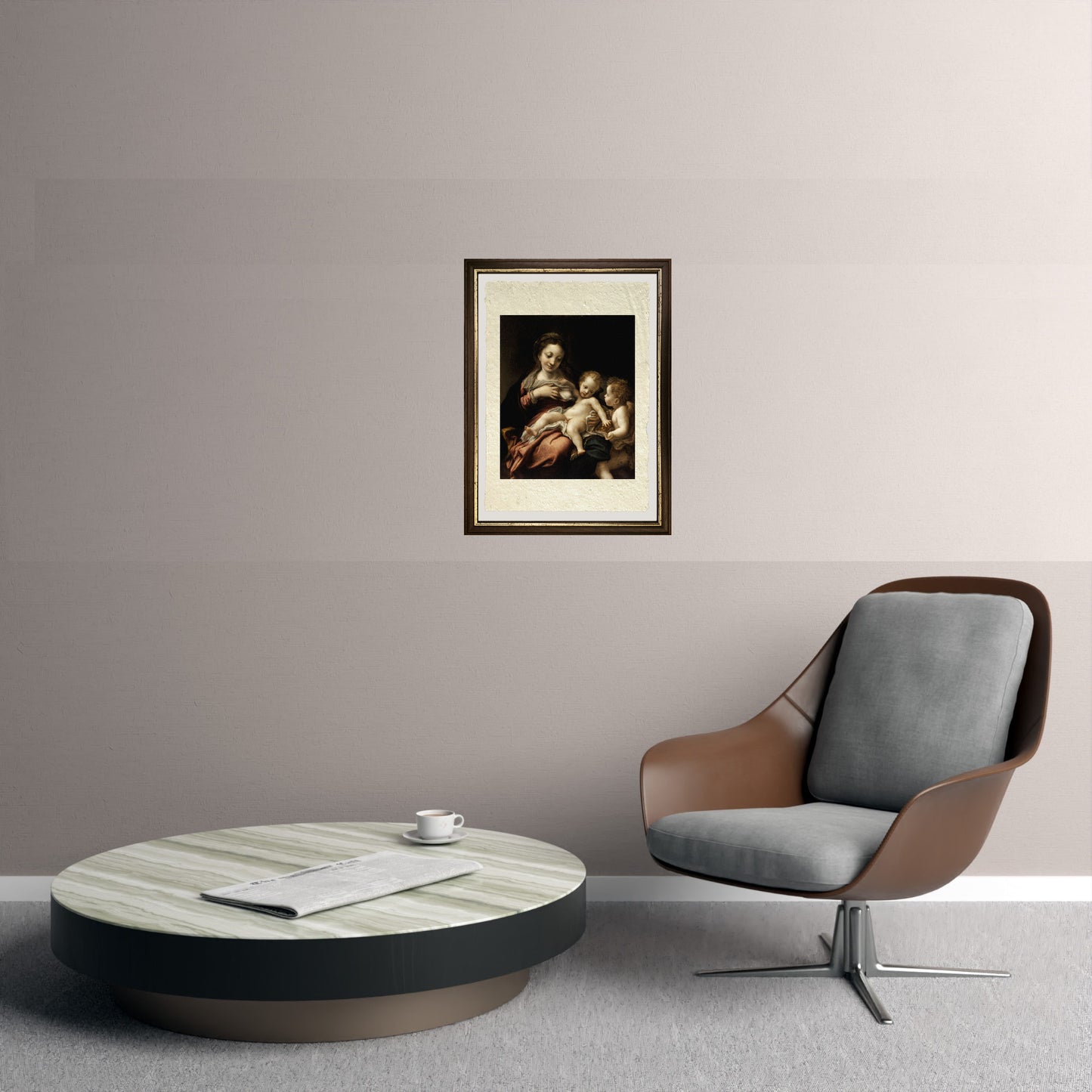 Madonna del latte e un angelo - Correggio - Antonio Allegri su pregiata carta Amalfi