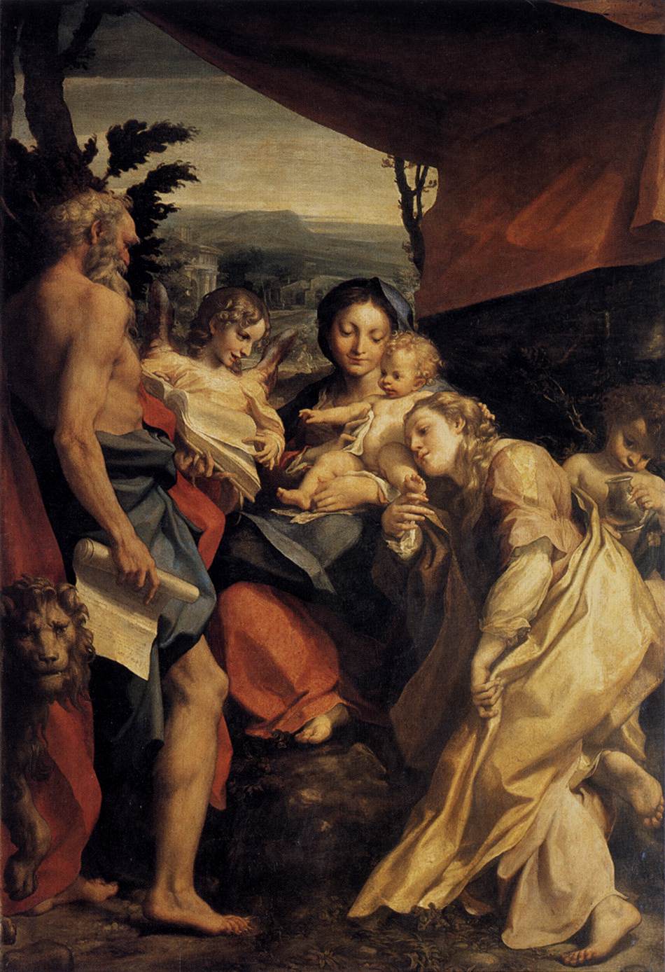 Madonna di San Girolamo - Correggio - Antonio Allegri su pregiata carta Amalfi