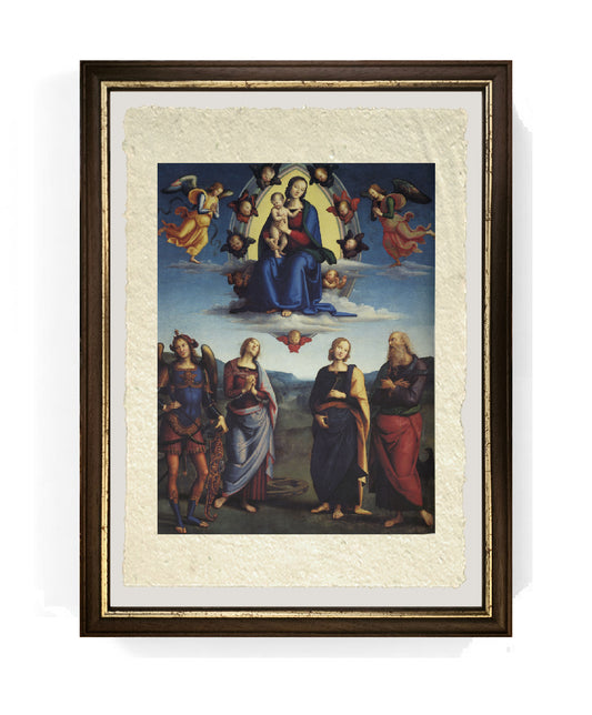 Madonna in gloria con santi - Perugino - Pietro Vannucci su pregiata carta Amalfi