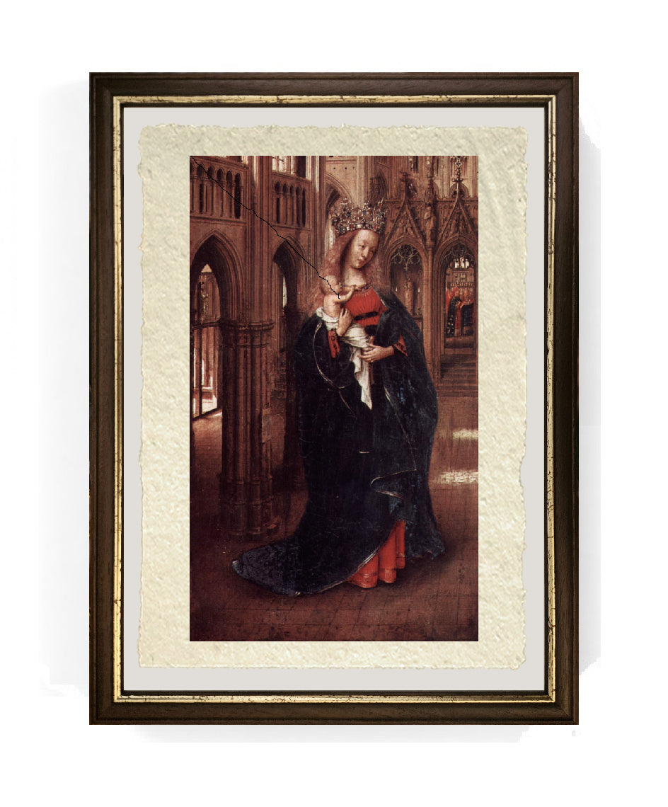 Madonna in una chiesa gotica - Jan van Eyck su pregiata carta Amalfi