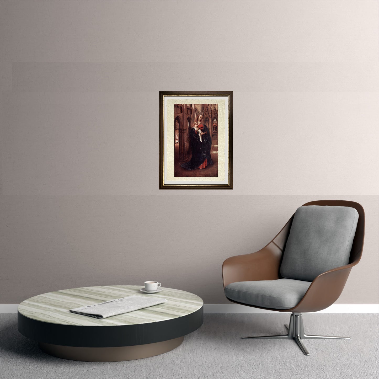 Madonna in una chiesa gotica - Jan van Eyck su pregiata carta Amalfi