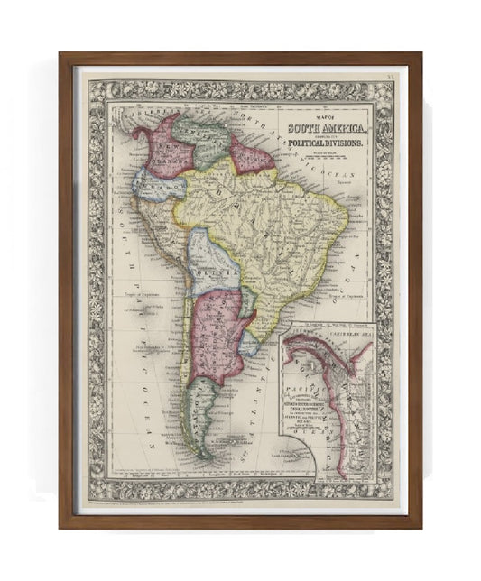 Mappa del Sud America, 1863 - Samuel Augustus Mitchell
