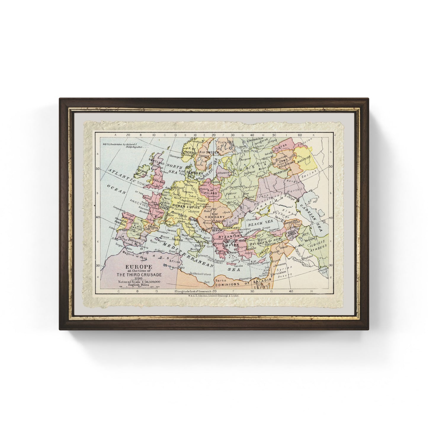 Mappa dell'Europa al tempo della Terza Crociata, 1190