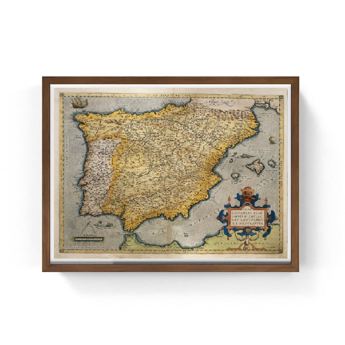 Mappa della penisola iberica (Spagna) di Abraham Ortelius