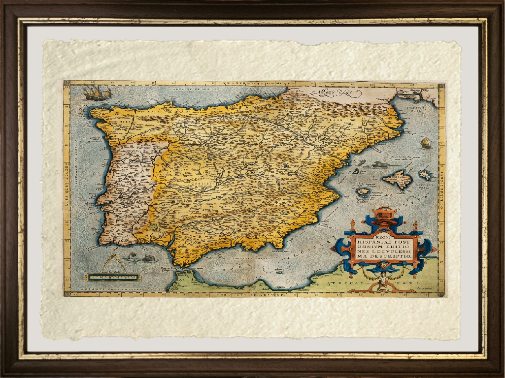 Map of the Iberian Peninsula (Spain) by Abraham Ortelius