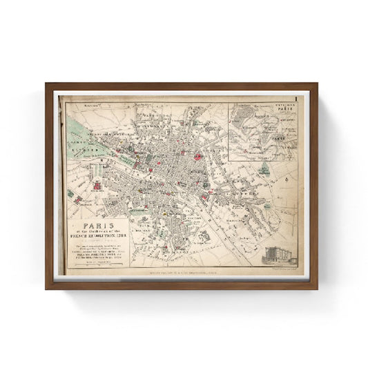 Mappa di Parigi allo scoppio della Rivoluzione francese, 1789 - Alexander Keith Johnston
