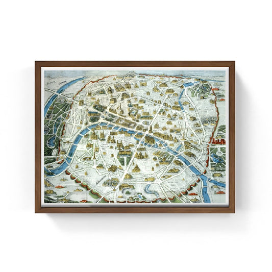 Mappa di Parigi con i monumenti famosi, 1882