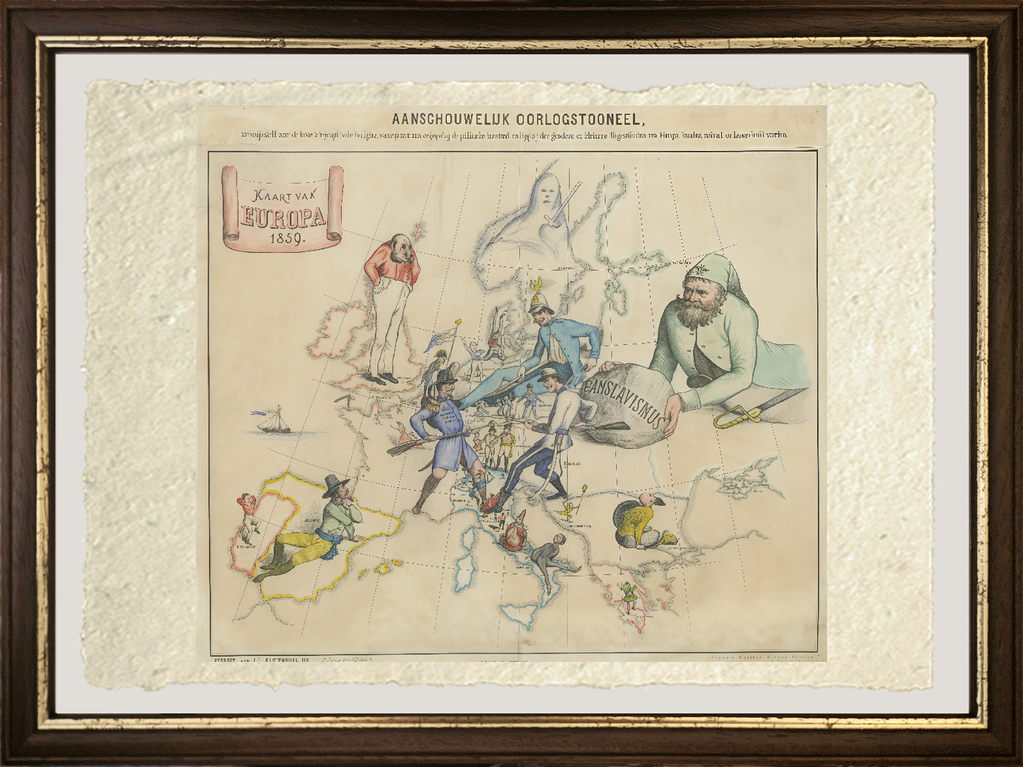 Dutch caricature map of Europe during the Franco-Austrian War by Jan van Brederode