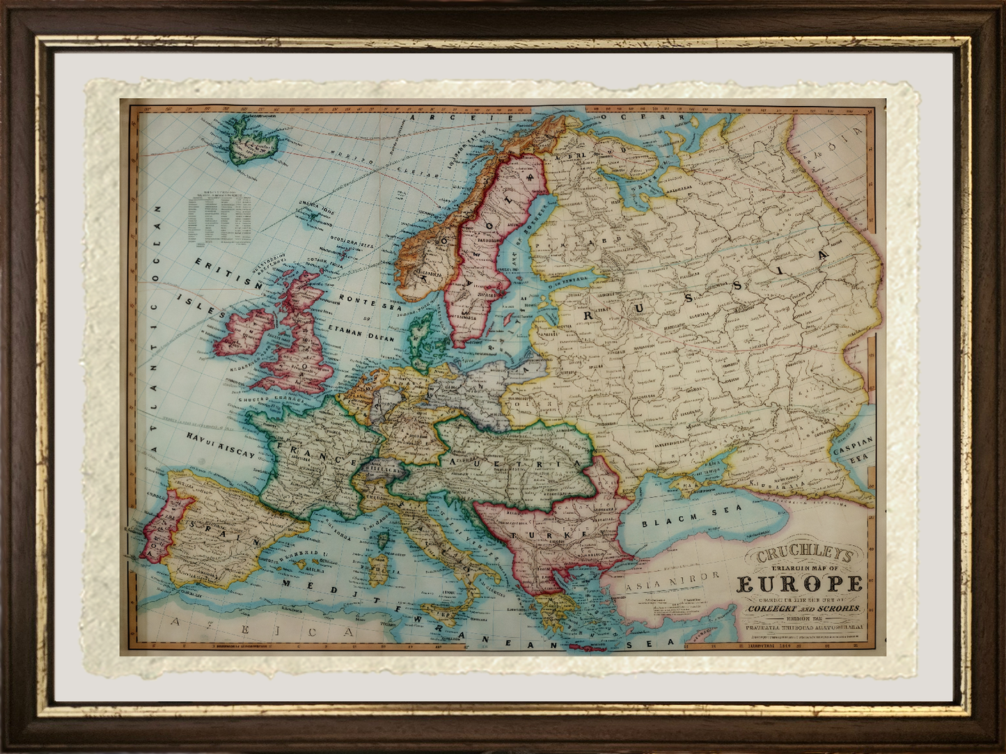 Colored map of 19th-century Europe