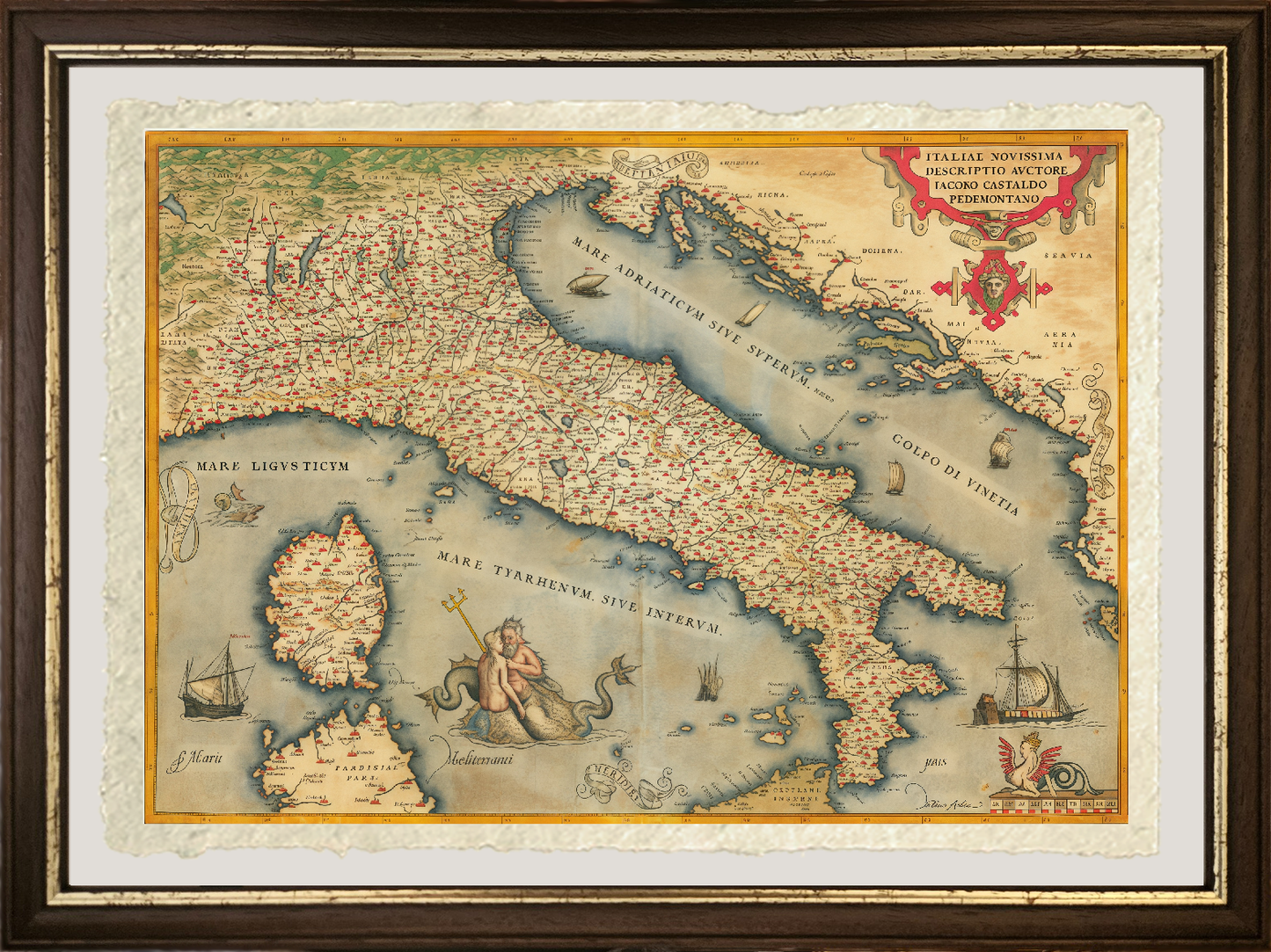 Mappa decorativa dell'Italia di Abraham Ortelius