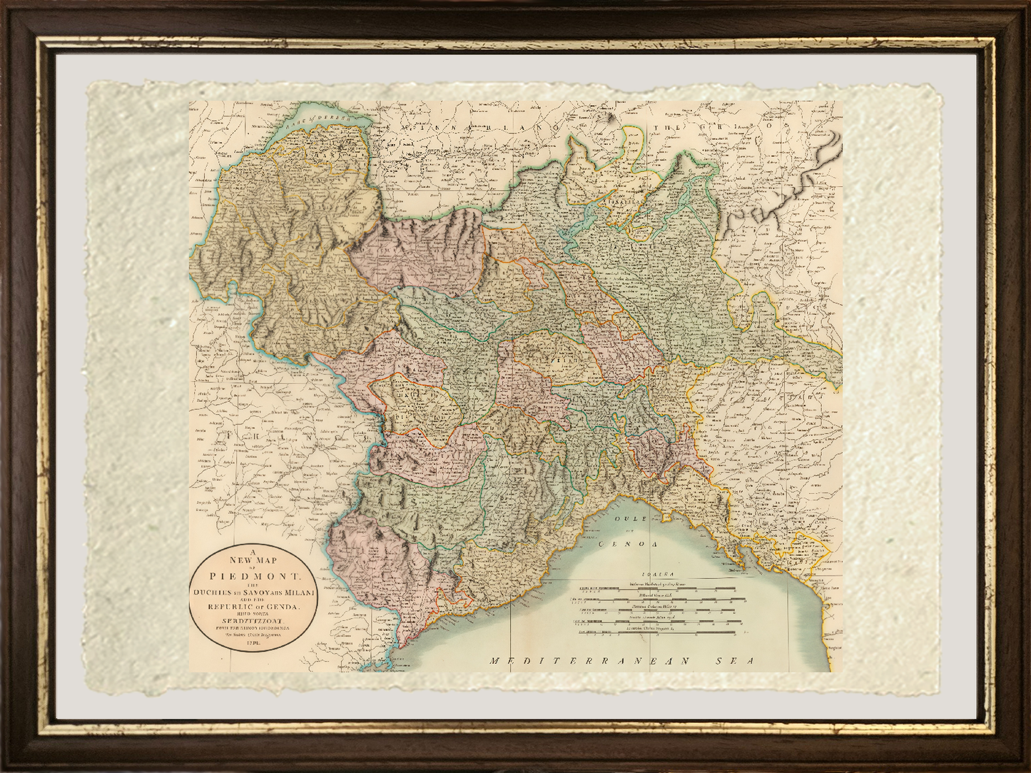 Mappa dei Ducati di Savoia, Milano e Repubblica di Genova di John Cary