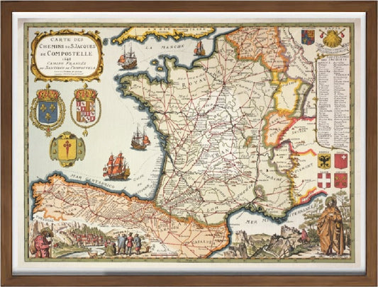 Mappa dei percorsi di San Giacomo di Compostela 1648 - D. Serveaux