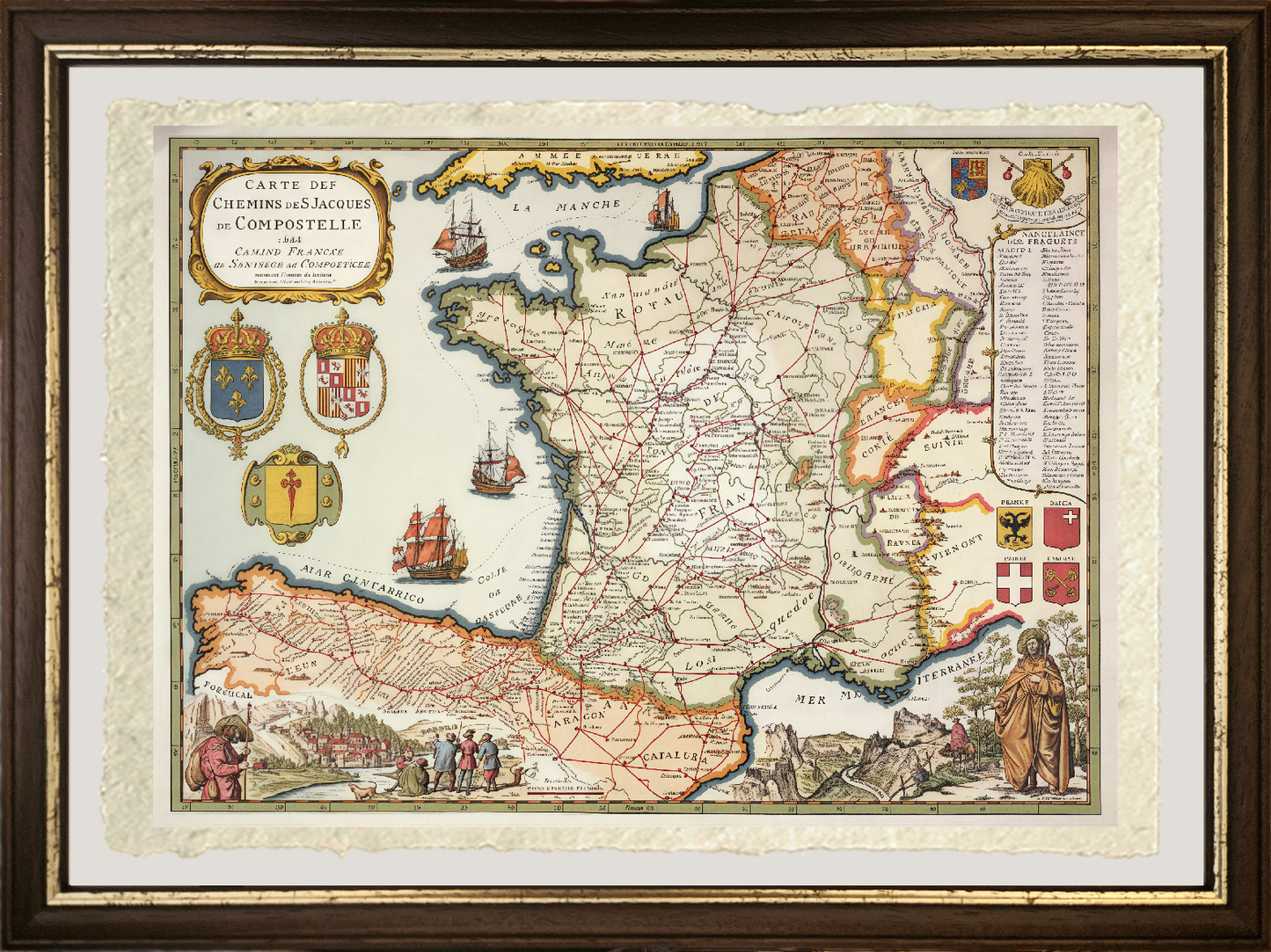 Map of the Routes of St. James of Compostela 1648 - D. Serveaux
