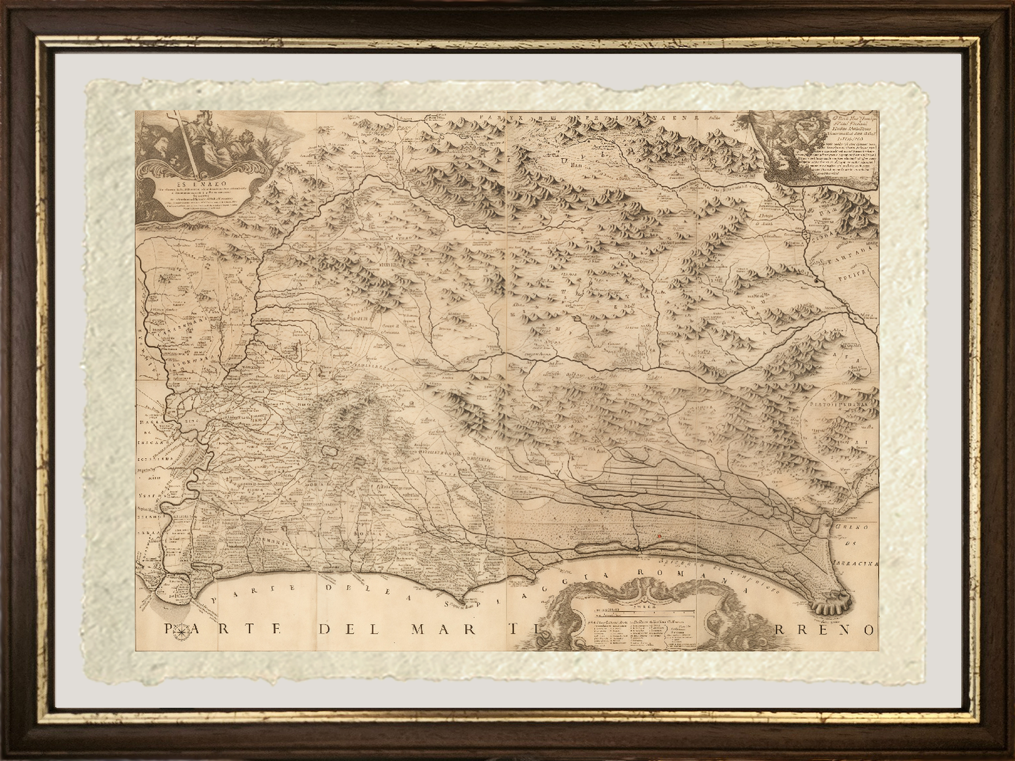 Mappa del Lazio nel 1693 con strade, casali e tenute di Giacomo Giovanni Rossi