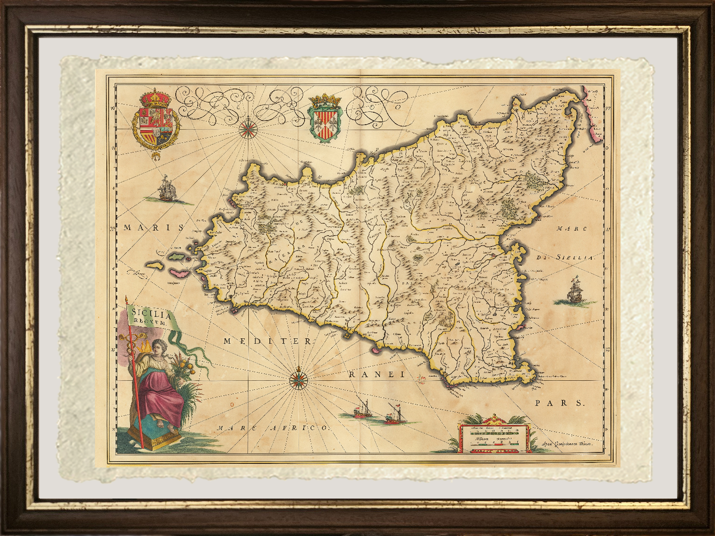 Mappa del Regno di Sicilia nel 1640 di Willem Janszoon Blaeu
