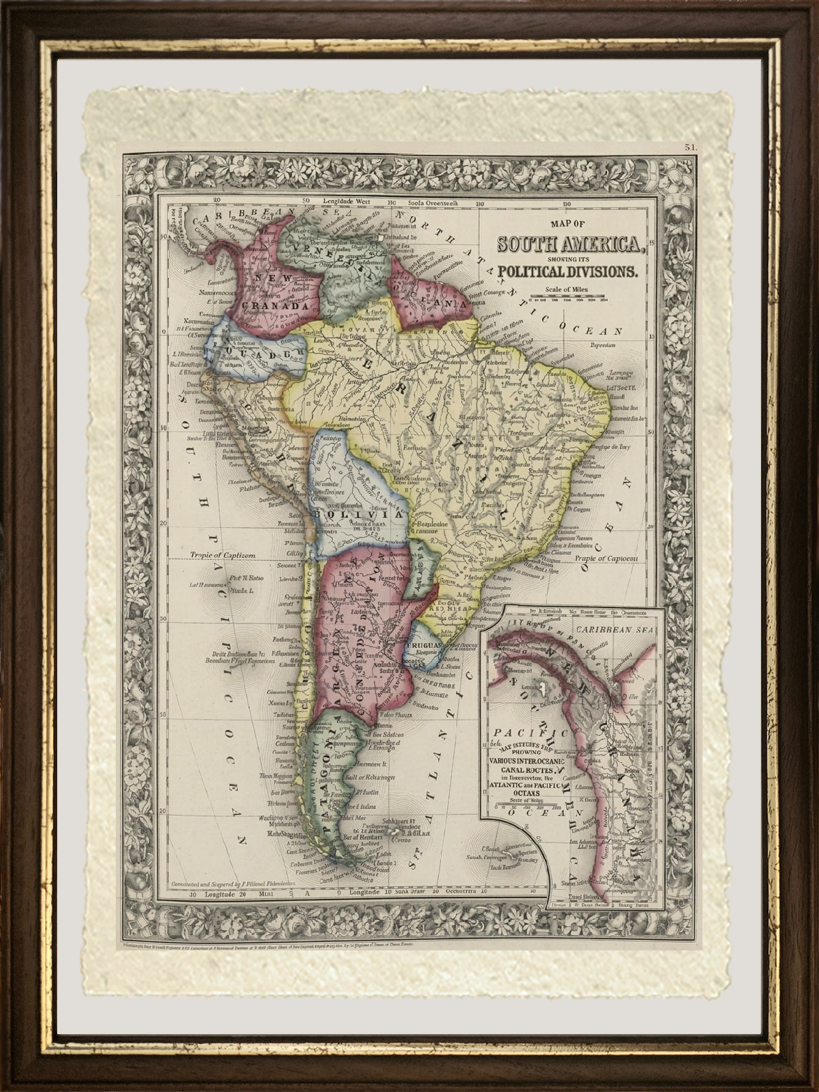 Map of South America, 1863 - Samuel Augustus Mitchell