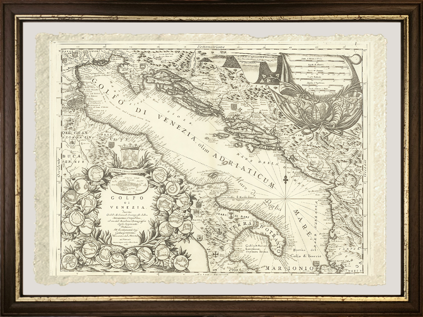 Map of the Gulf of Venice in 1688 by Vincenzo Maria Coronelli