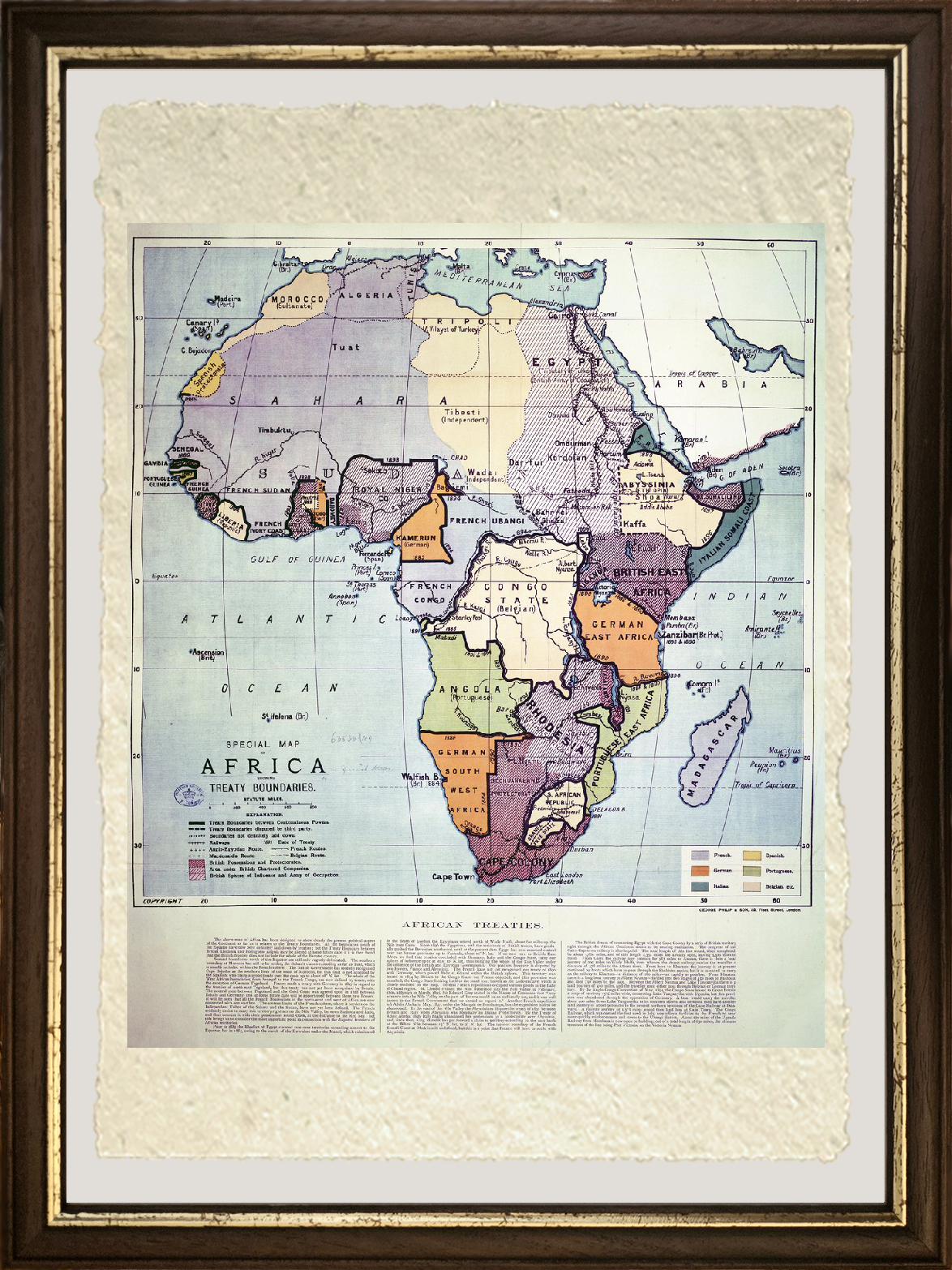 Map of Africa showing treaty boundaries, 1891