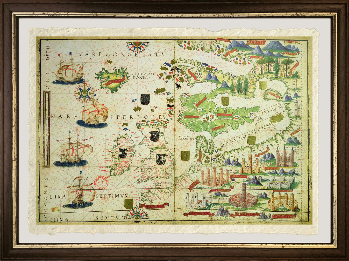 Map of Europe, from a copy of the 'Miller Atlas' by Pedro and Jorge Reinel, and Lopo Homem, made in 1519
