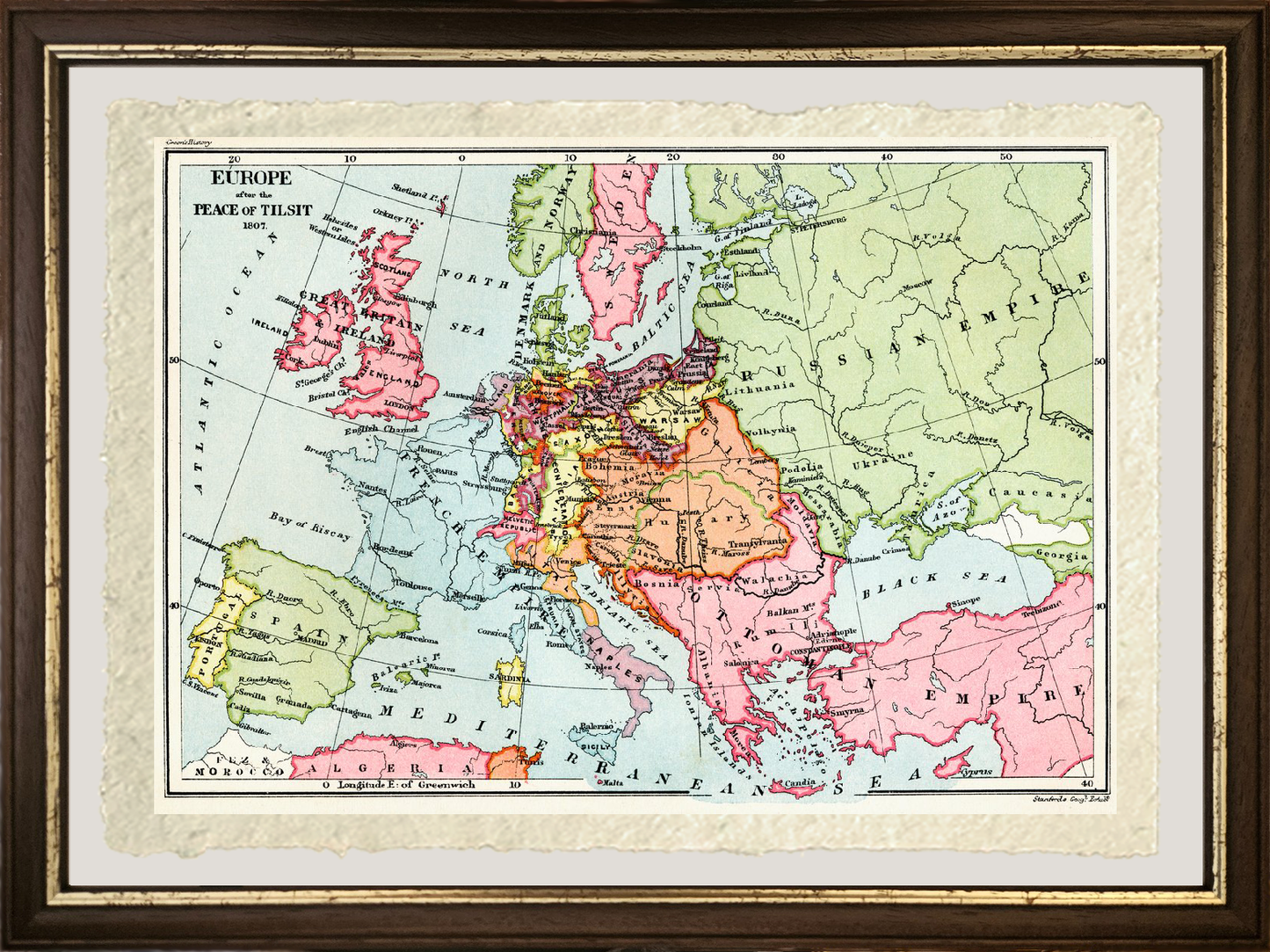 Map of Europe after the Peace of Tilsit in 1807