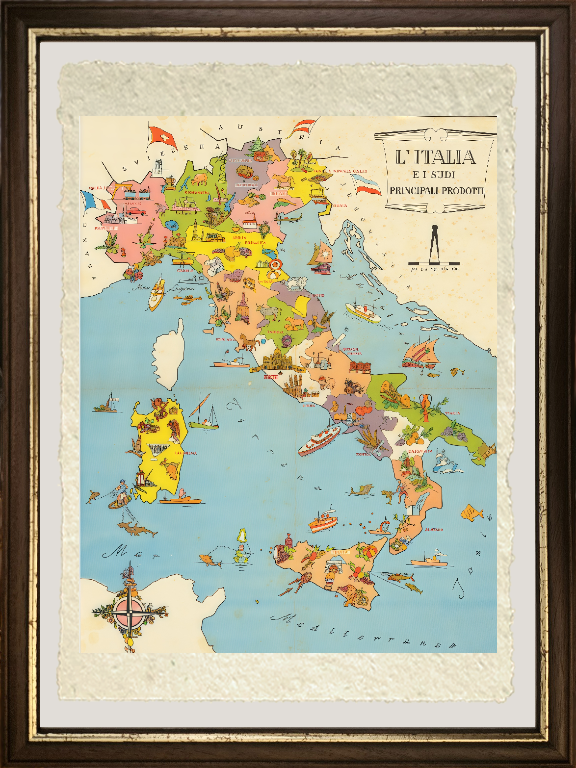 Map of Italy and its typical products