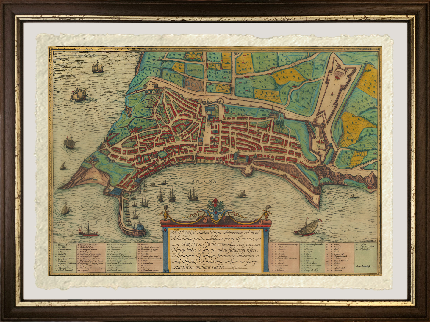 Map of ancient Ancona by Georg Braun and Frans Hogenberg