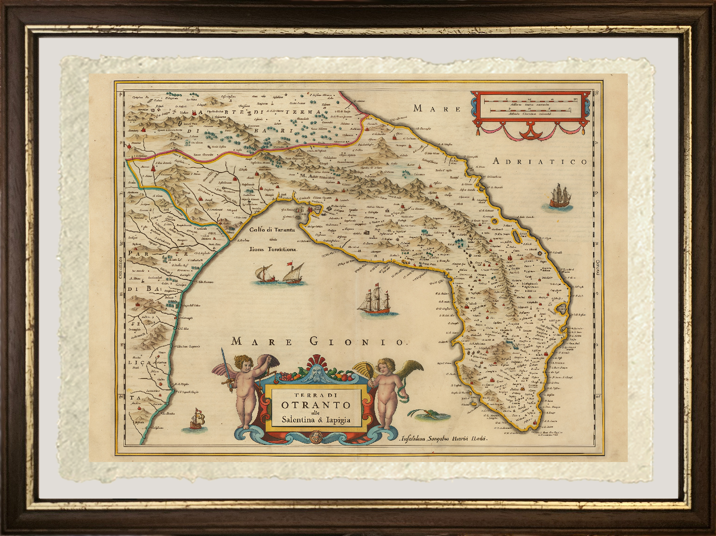 Map of ancient Otranto, Salento, and Iapygia by Henricus Hondius