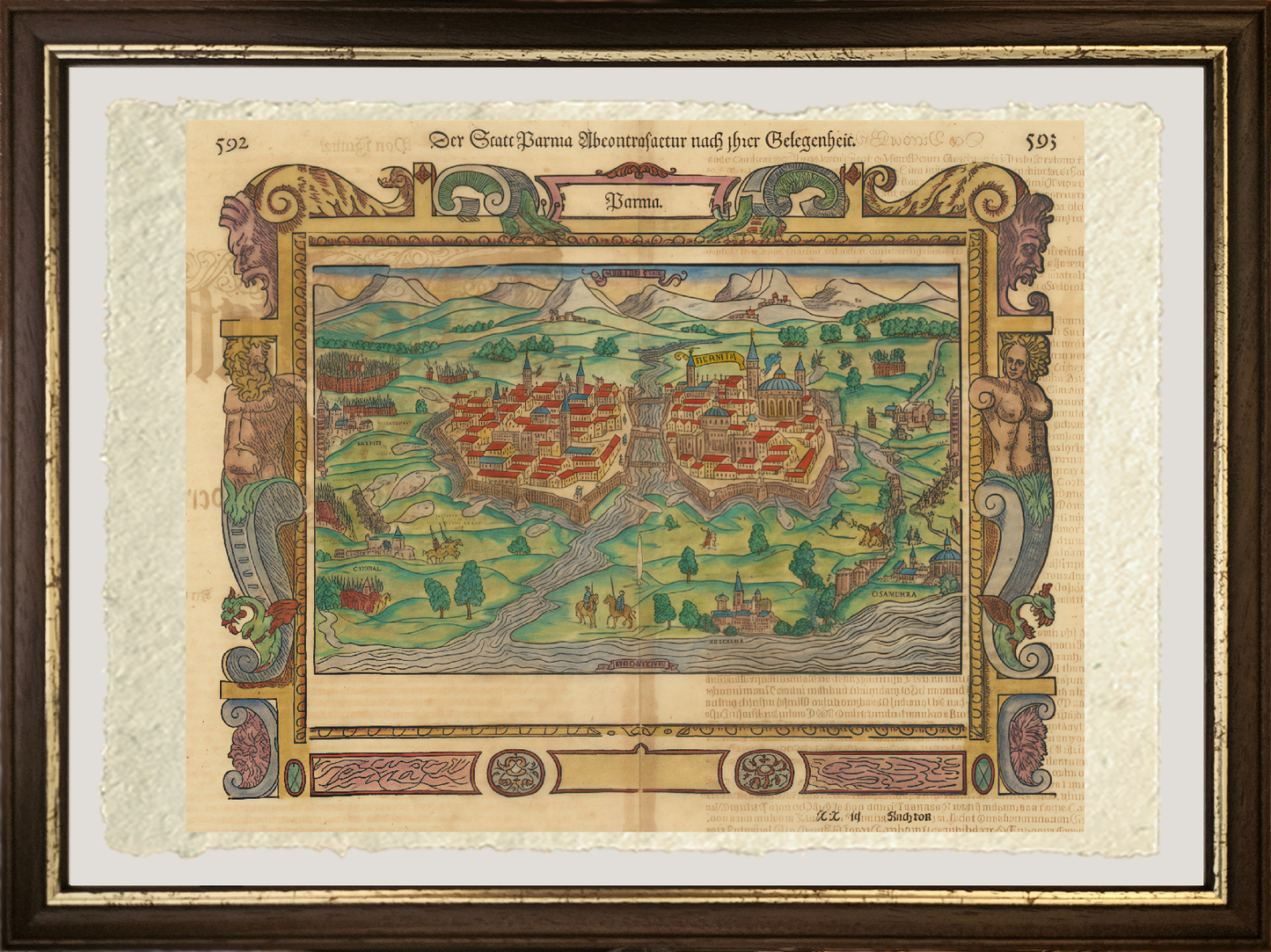 Mappa dell'antica Parma di Sebastian Munster