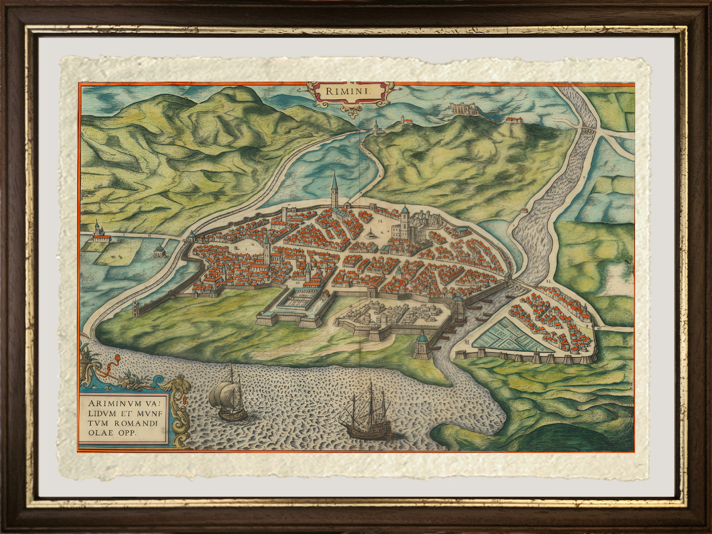 Map of Ancient Rimini by Georg Braun and Frans Hogenberg
