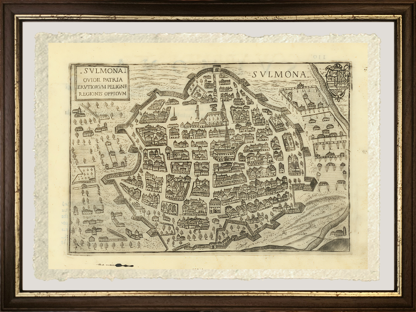 Map of ancient Sulmona by Pietro Bertelli