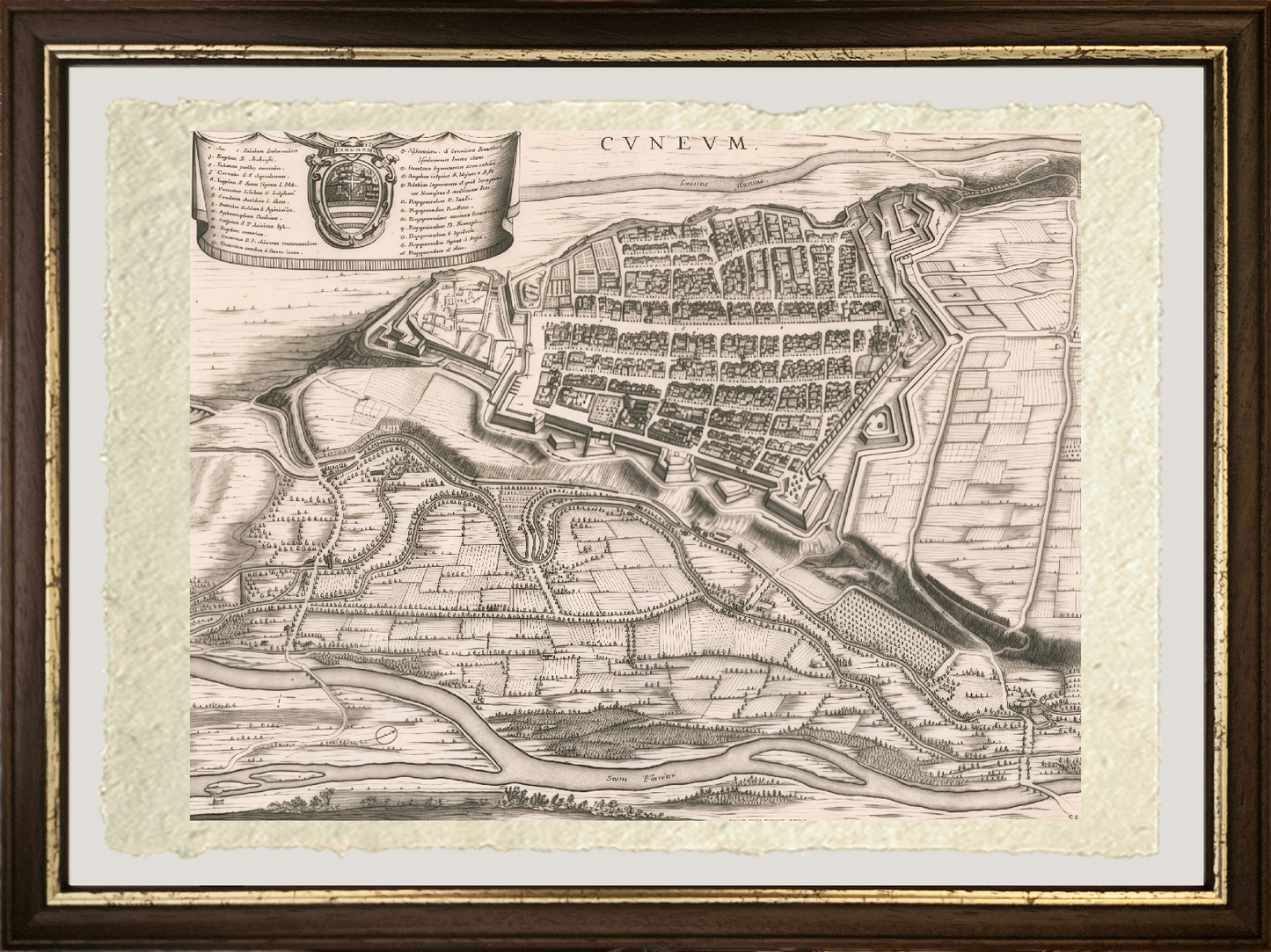 Map of the ancient city of Cuneo by Johannes and Cornelis Blaeu