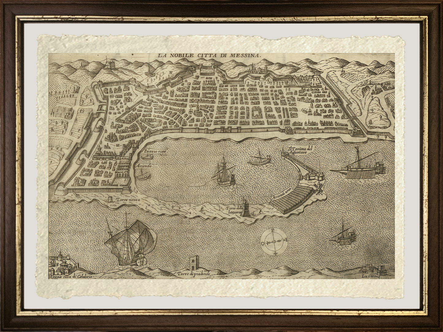 Map of the ancient city of Messina by Pietro Bertelli
