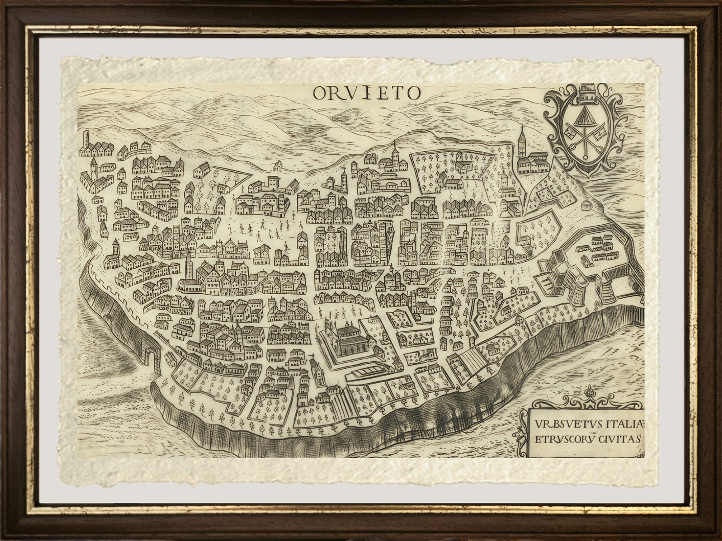 Map of the ancient city of Orvieto by Pietro Bertelli