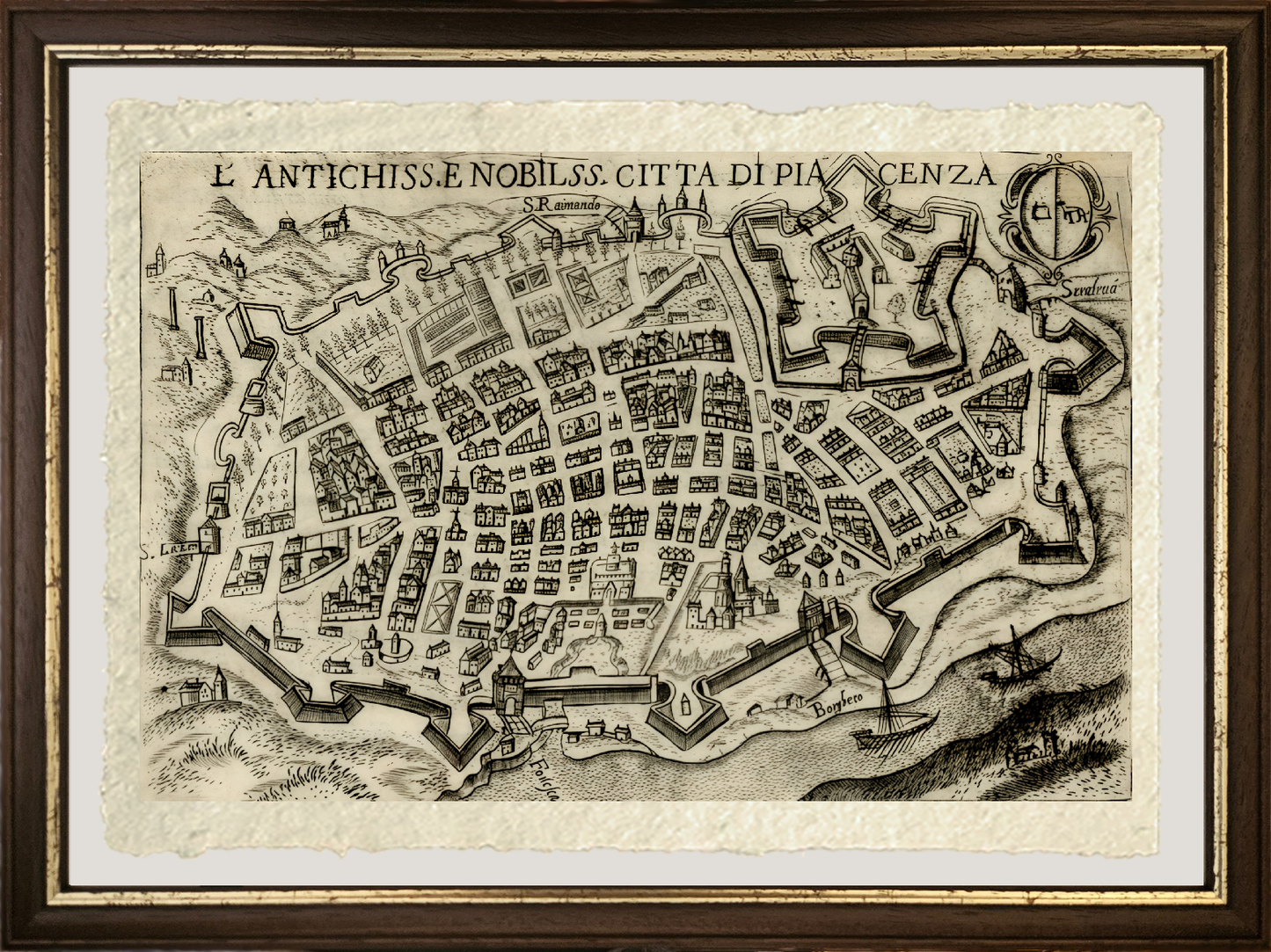 Map of the ancient city of Piacenza by Pietro Bertelli