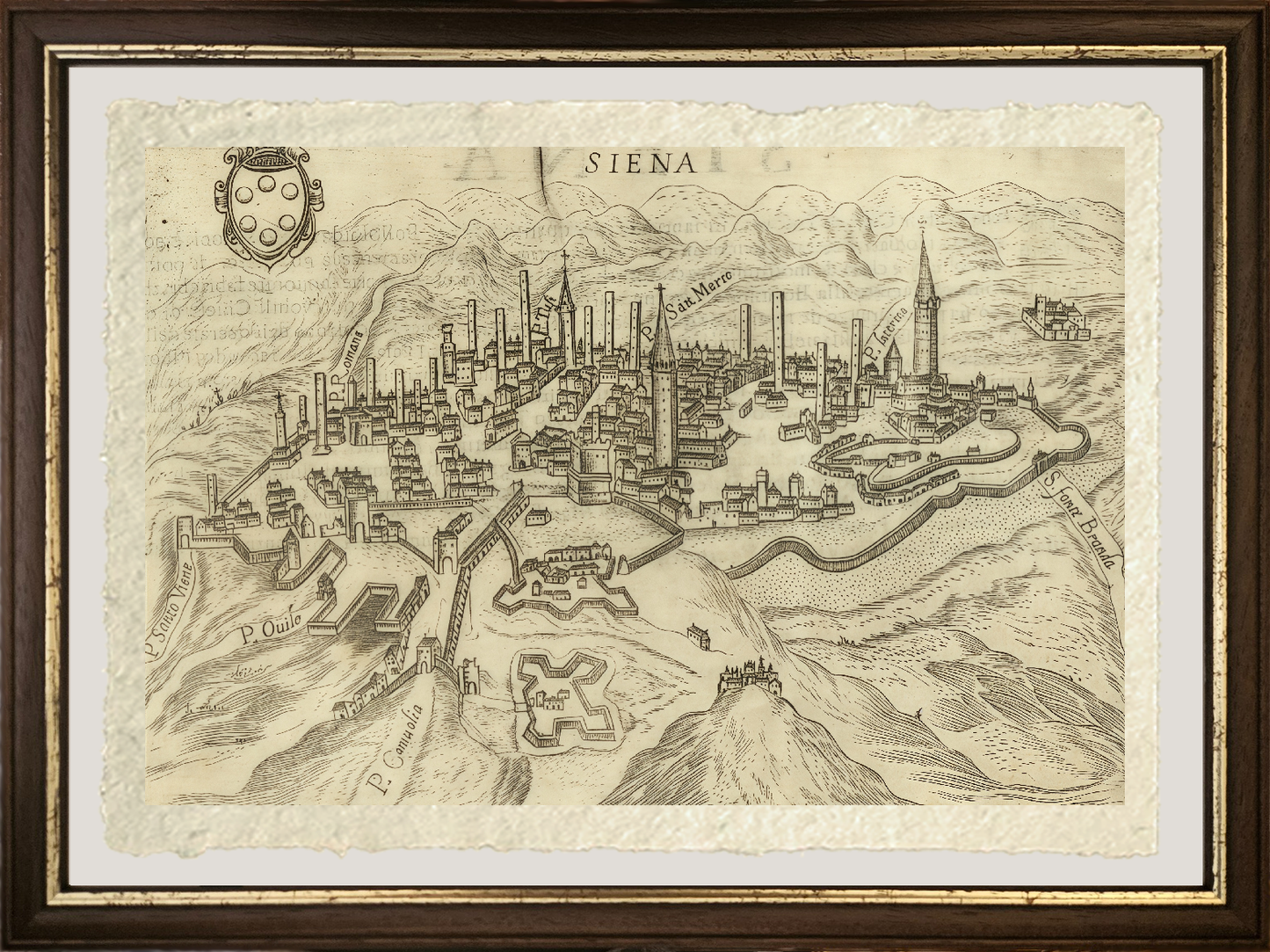 Map of the ancient city of Siena by Pietro Bertelli