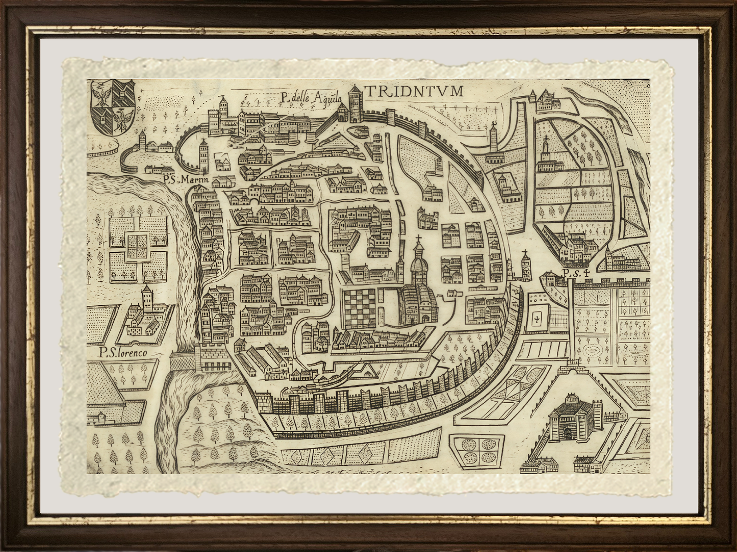 Map of the ancient city of Trento by Pietro Bertelli