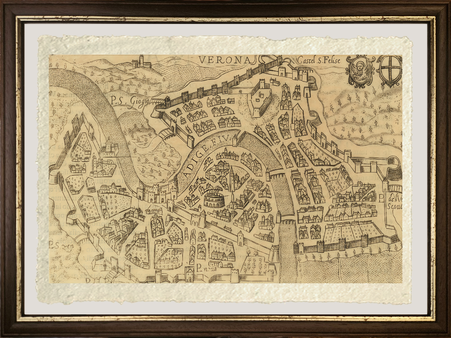 Map of the ancient city of Verona by Pietro Bertelli