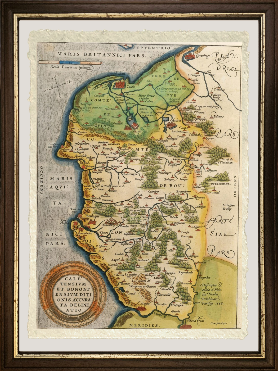Map of the Calais Area - Abraham Ortelius